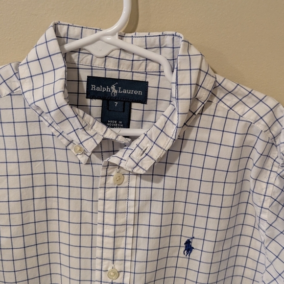 Ralph Lauren White & Blue Stripe Button Down ~ Sz 7 - Picture 3 of 4